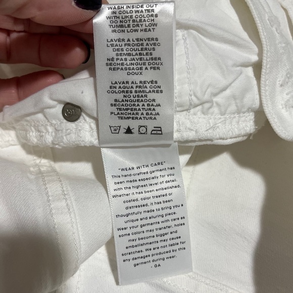 Good American Good 90’s Shorts Size 15 Plus White Denim Distressed High Waist - Picture 9 of 9